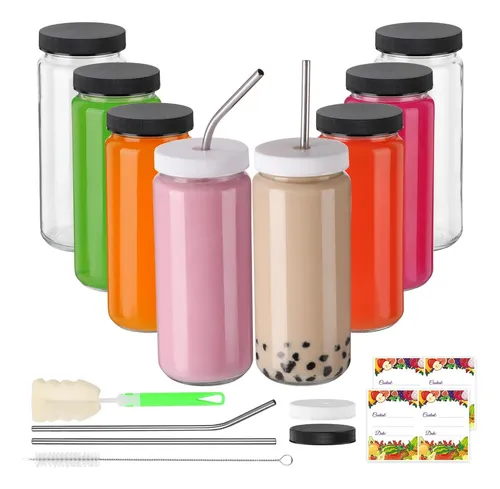 comprar Botellas De Vidrio De 16 Oz De 16 Oz Con Tapas 8 Paquetes, 4
