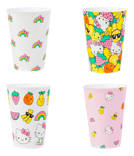 Juego De 4 Mini Vasos 1.5 Onzas Silver Buffalo Sanrio Hello