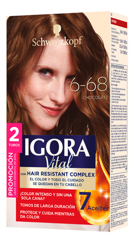  Tinte Cabello Igora Vital Permanente Tono 6-68 Chocolate