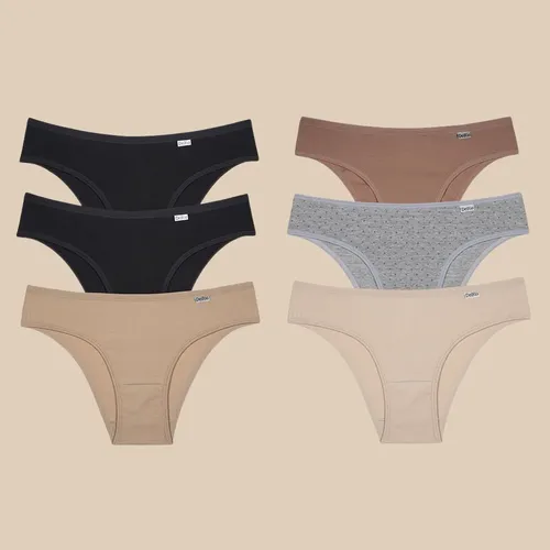 Kit 6 Calcinhas Delrio Biquíni Cotton Algodao Feminina