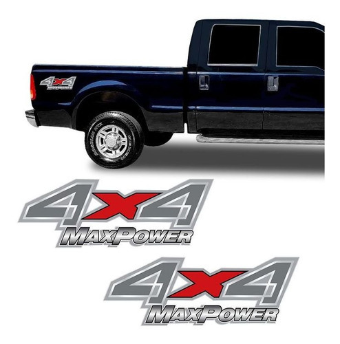 Adesivo 4x4 Max Power Ford F-250 Emblema Prata - Par