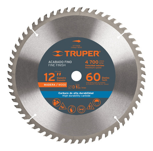 Disco Sierra Circular 12 X 1 60 D Para Madera Truper 18312