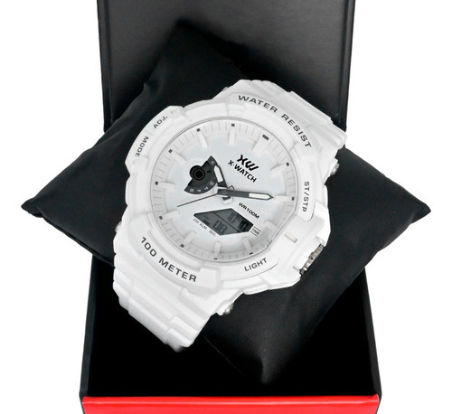 Relógio X-watch Masculino Anadigi Esportivo Branco Xmppa344 Cor do fundo Branco Po