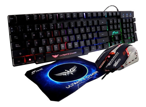 Combo Teclado Mouse Pad Mouse Gamer Para Pc 3 En 1 Color del mouse Negro Color del teclado Negro