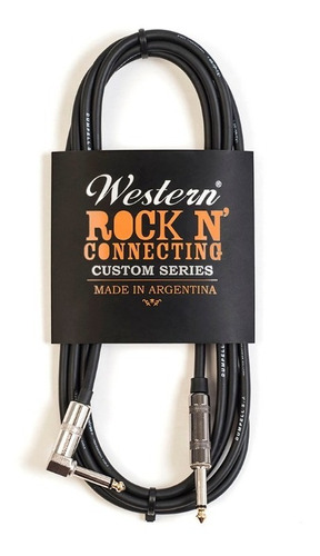 Imagen 1 de 4 de Cable Instrumento Guitarra Bajo Western 3mts Recto Angulado