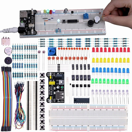 Joygod Kit De Componente Electrónicos C/modulo Fuente De Poder, Cable De Puente, 830 Tie-points Breadboard, Potenciometro De Precision,resistor Compatible Con Arduino, Raspberry Pi