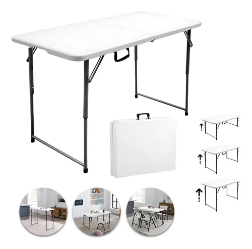 MesaPlegableDePlásticoPortátilResistenteJardin1.20MtColorBlanco