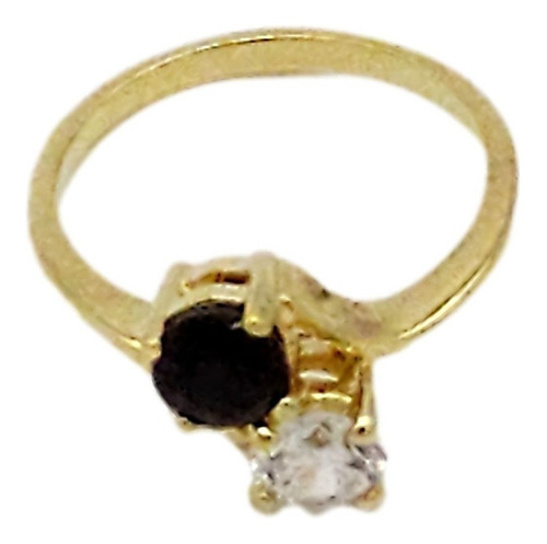 Anillo Oro 18k Laminado Mujer Con Piedra Cristal Compromiso