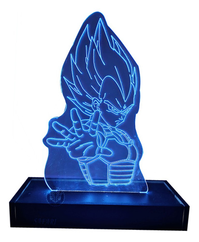 Lampara Velador Vegeta Dragon Ball Acrilico Grabado Luz Led 