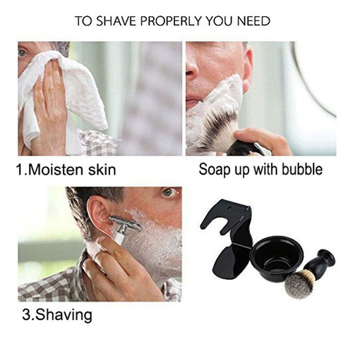 Kit De Pincel De Barbear 3 Em 1, Escova De Pelo De Texugo,