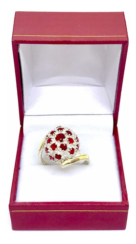 Imagen 5 de 10 de Anillos Frutilla Con Piedras Cubics Rojos Y Azul