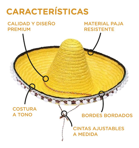 Sombrero Mexicano Mariachi Con Borlas Colores Cotillon X3