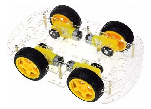 Kit Chassi Duplo 4 Rodas Carro Robô