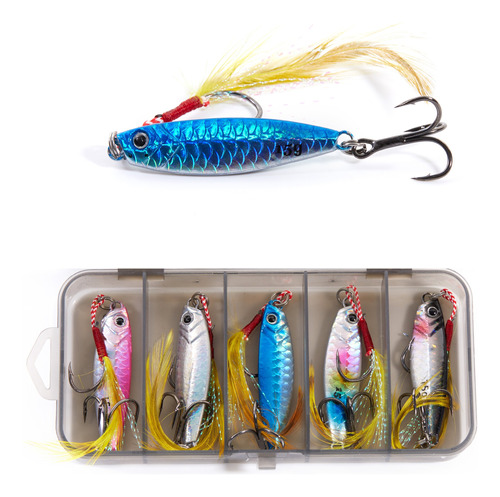 5 Jigs 15g Señuelos De Pesca Lance Largo Láser Lago Mar Caja