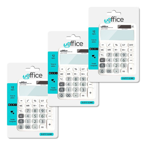 Imagen 2 de 3 de Paquete De 3 Calculadoras De Escritorio U-office D-2717we
