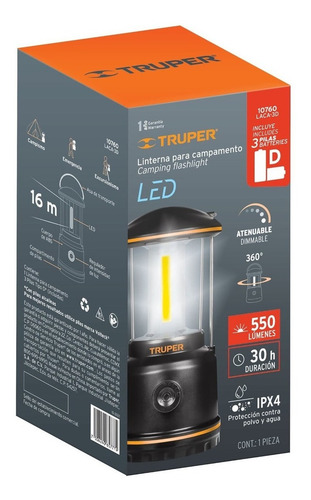 Linterna De Led Para Campamento Tipo Farol De Pilas 3 D
