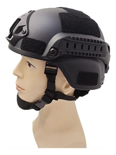 Casco Militar Táctico Abs Cs Con Montaje Nvg Y Rieles Negro