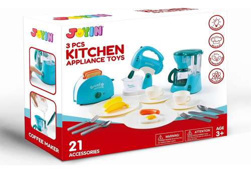 Juego De Cocina Con Electrodomésticos Y Luces, Azul