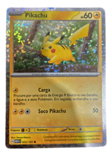 Carta Card Pokémon Pikachu Foil Brilhante Mc Donalds Boneco Pikachu 025/165 Foil Brilhante 2025 Edição 151 Português
