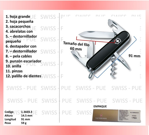 Imagen 2 de 5 de Navaja Spartan, Funda Nylon Y Cordón, Victorinox