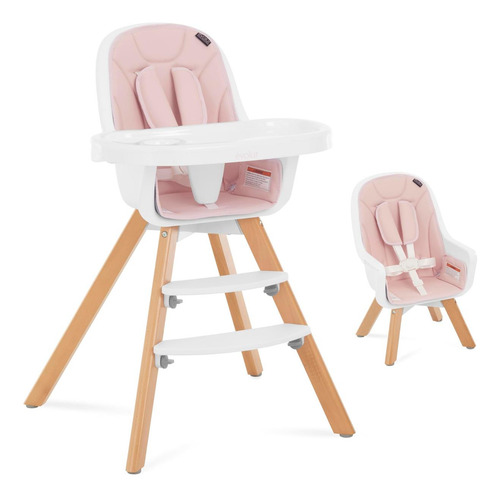 Evolur Zoodle 3 En 1 Silla Alta De Bebé Convertible En Rosa