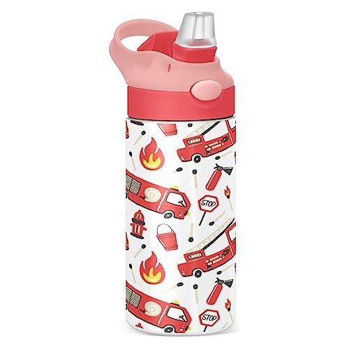 Botella De Agua Para Niños Con Diseño De Bombero, Camión De 