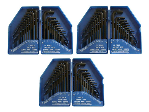 Imagem 1 de 5 de Kit 3 Chave Allen Cromo Vanadium 30 Peças + Estojo Expositor