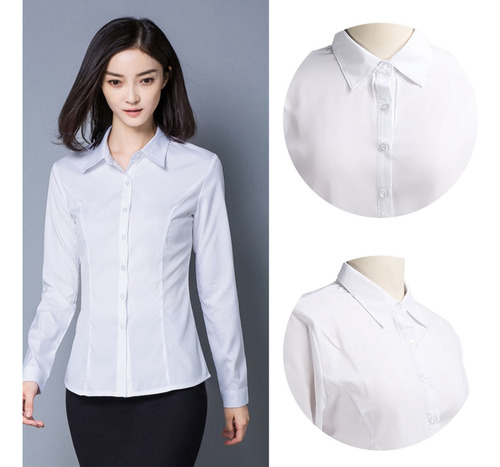 Camisa Manga Larga Mujer Classic Fit Suave Y Transpirable