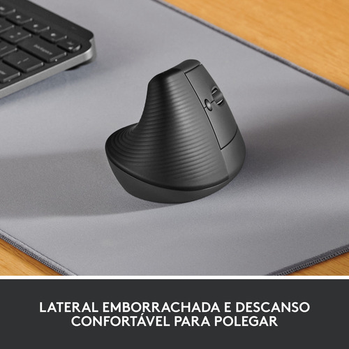 Mouse Sem Fio Logitech Lift Vertical - Grafite Grafite