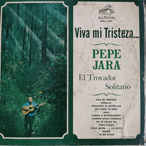 Disco Lp Pepe Jara-viva Mi Tristeza, Pepe 0 (Usado)