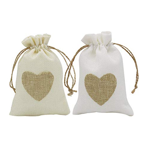 Bolsas De Regalo Pequeñas De Arpillera Forma De Corazã...