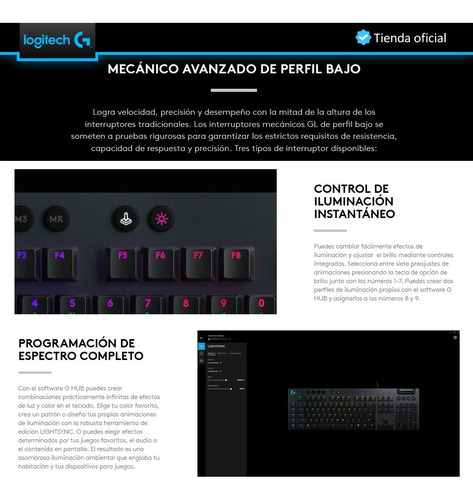 Logitech G815 Teclado Gamer Mecánico Ultrafino Rgb Lightsync