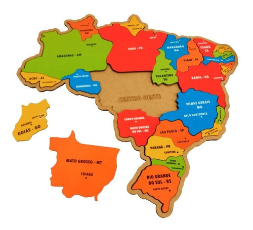 Quebra Cabeça Infantil Mapa Capitais Brinquedo Educativo Mdf