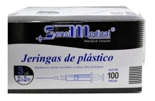 Jeringas De Plástico 3ml 22g X 32mm C/100 Sensimedical 1 Pz
