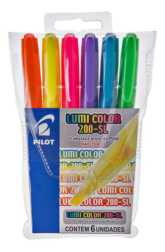 Imagem 1 de 7 de Kit Caneta Marca Texto Pilot Lumini Color 200-sl Cores Neon