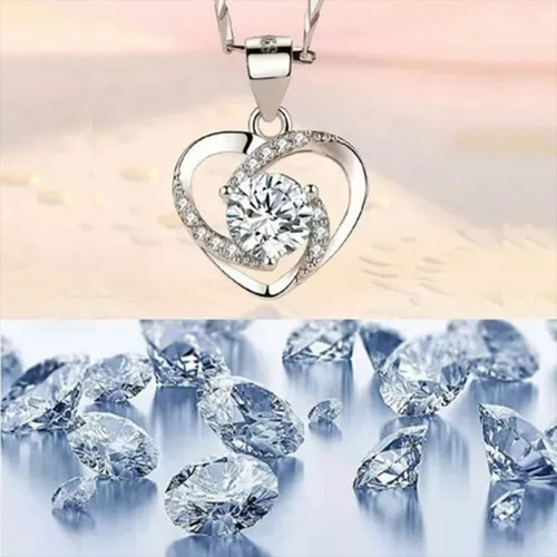 Sjx Set Collar Y Aretes Corazon Plata 925 Con Zircón Para