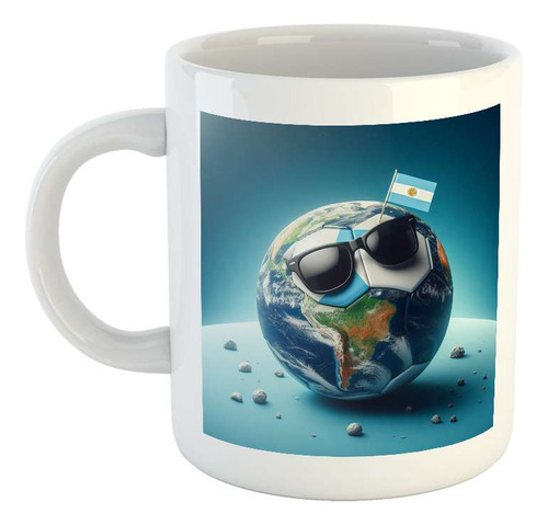 Taza Ceramica Pelota Futbol Argentina Mundo Bandera M3