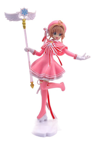 Figura Sakura Card Captor Vestido Rosa Baculo Kinomoto Alas