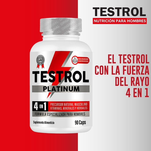 Testrol Platinum 4en1 Potenciador Masculino Natural 90 Caps Sabor CAPSULAS