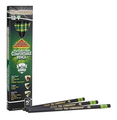 Dixon Tri-conderoga Triangular # 2 Lápices, Madera-entubado,