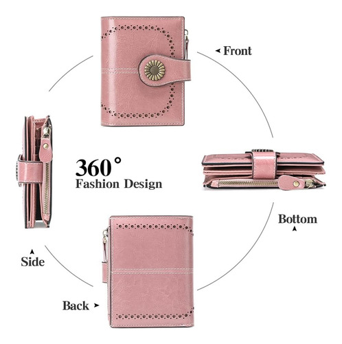 Tarjetero Plegable De Piel Sendefn Para Mujer, Tamano Peq...