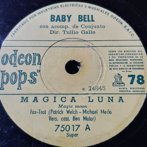 Pasta Baby Bell Con Conj Tullio Gallo Odeon Pops C297