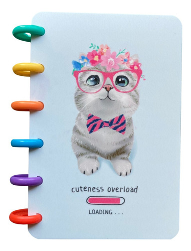 Libreta Con Argollas De Colores - Gatos