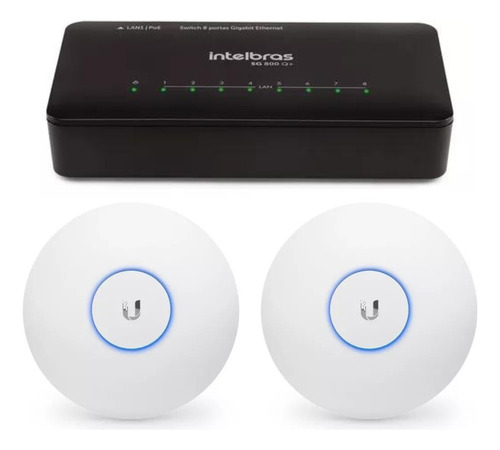 2 Ubiquiti Ac Lite Unifi E Switch 8p Giga Sg800q+ Intelbras