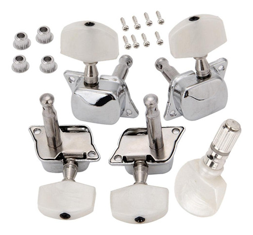 5 Piezas Banjo Afinación Clavijas Plateado Semi Cerrdos