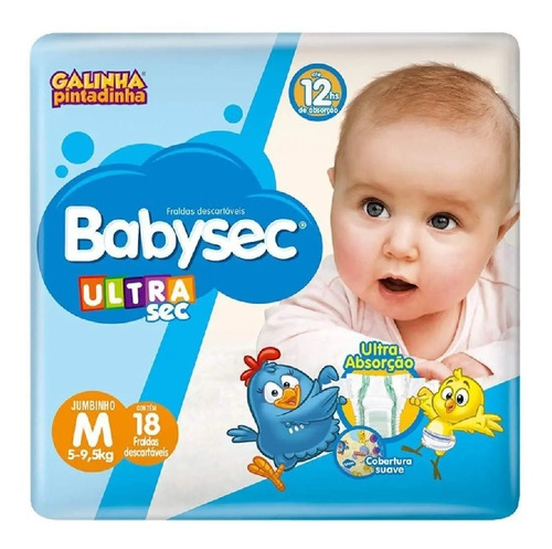 Fralda Babysec Ultra Jumbinho Tamanho M Pacote Com 18