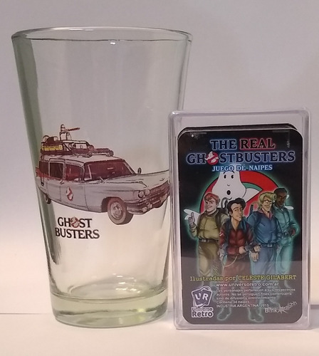 Combo Naipes Vaso Cazafantasmas Retro Ecto 1 Ghostbuster