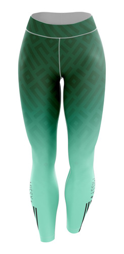 Calça Legging Missy Fitness Academia Verde Geométrico Listra