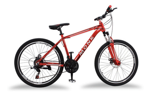 Mountain bike Monk Fast Line  2020 R26 21v color rojo con pie de apoyo