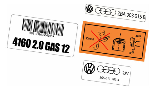 Adesivos Etiquetas De Advertência Tampa Valvula Motor 2.0 Gas Gasolina Volkswagen Kit 20gas Frete Grátis Fgc